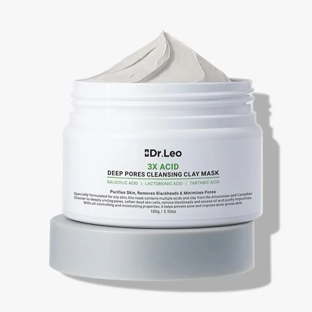 Dr.Leo Deep Pores Cleansing Clay Mask 100g 3X Acid Blackheads Acne